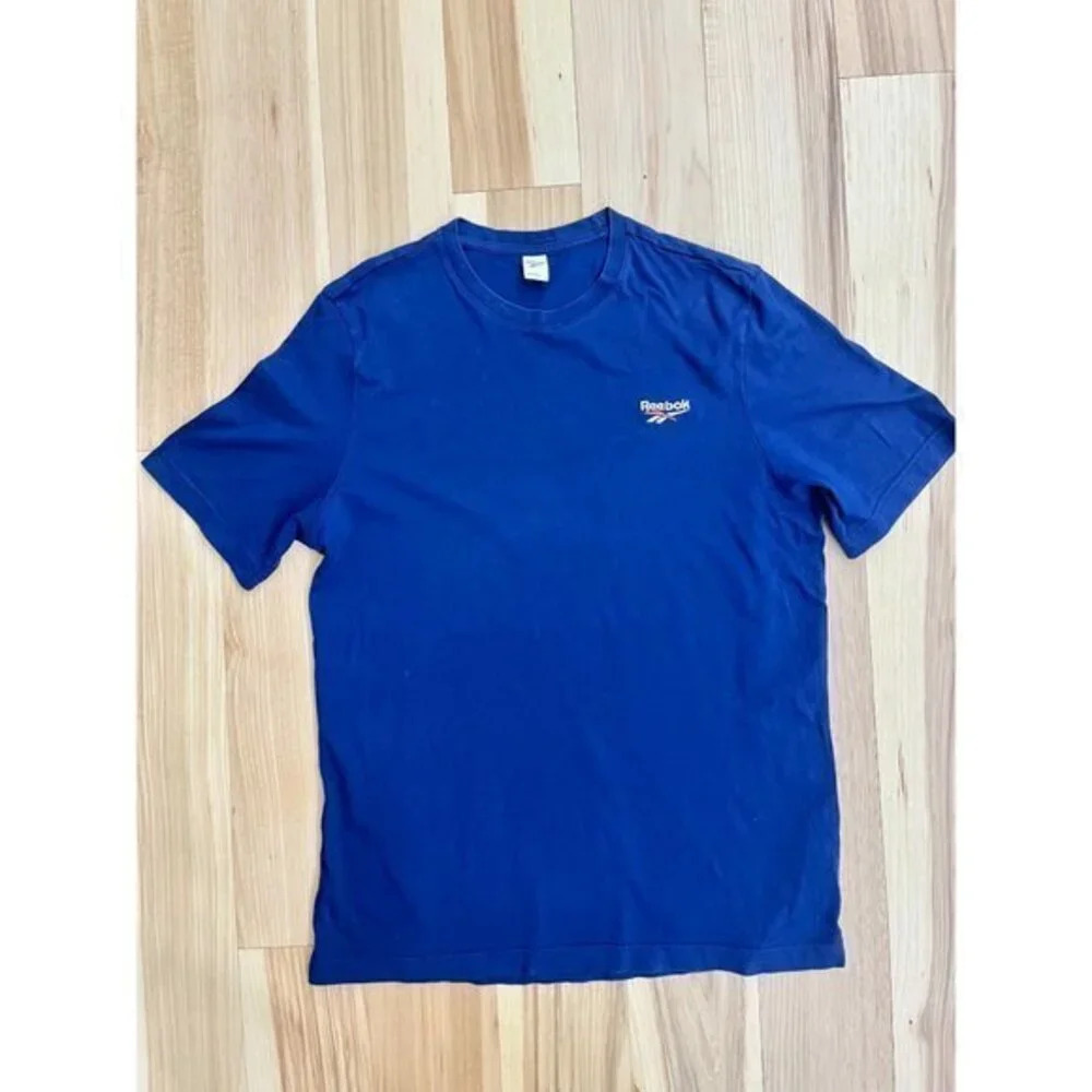 Reebok Mens Navy Logo Crewneck T Shirt L